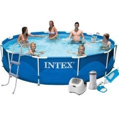 Каркасний басейн Intex 28210 - 7, 366 x 76 см (4 г/год, 3785 л/год, тент, підстилка, драбина, набір для догляду)