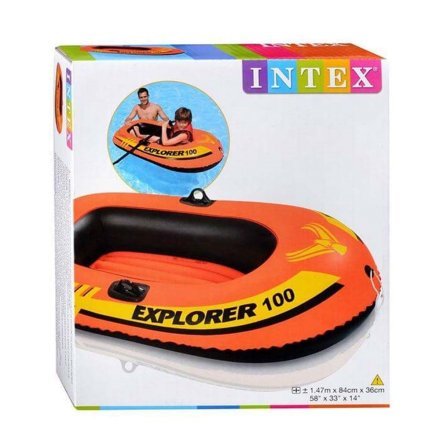 Одноместная надувная лодка Intex 58329 - 2 Explorer 100, 147 х 84 см (весла, ручной насос). 2-х камерная - 4