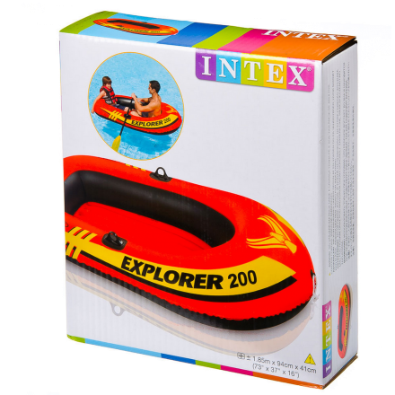 Полутораместная надувная лодка Intex 58330-2 Explorer 200, 185 х 94 см,  (весла, ручной насос). 2-х камерная - 5