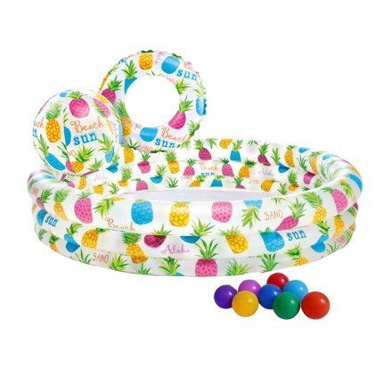 Детский надувной бассейн Intex 59469-1 «Ананас», 132 х 28 см, с мячом и кругом, с шариками 10 шт - 1