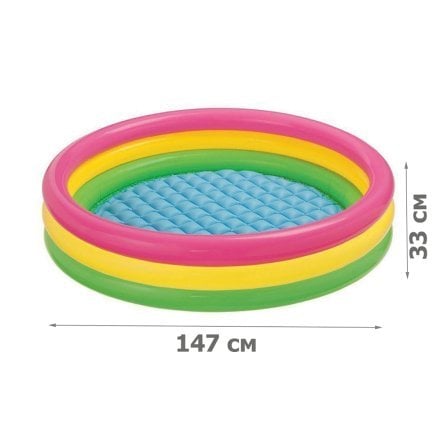 Дитячий надувний басейн Intex 57422-2 «Кольори заходу сонця», 147 х 33 см, з кульками 10 шт, підстилкою, насосом - 5