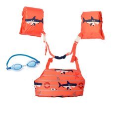Набір 2 в 1 для плавання Bestway 32222, Акула, M/L (3 - 6 років), 18 - 30 кг, окуляри, помаранчевий