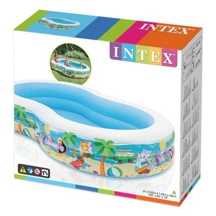 Дитячий надувний басейн Intex 56490-2 «Райська Лагуна», 262 х 160 х 46 см, з кульками 10 шт, підстилкою, насосом - 4