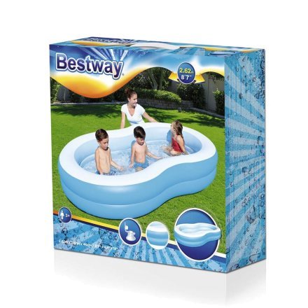 Детский надувной бассейн Bestway 54117-3, голубой, 262 х 157 х 46 см, с шариками 10 шт, тентом, подстилкой, насосом - 5