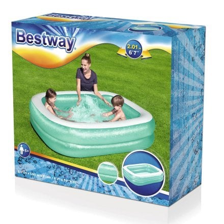 Дитячий надувний басейн Bestway 54005-3, 201 х 150 х 51 см, з кульками 10 шт, тентом, підстилкою, насосом - 4