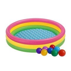 Дитячий надувний басейн Intex 57412-1 «Райдужний», 114 х 25 см, з кульками 10 шт