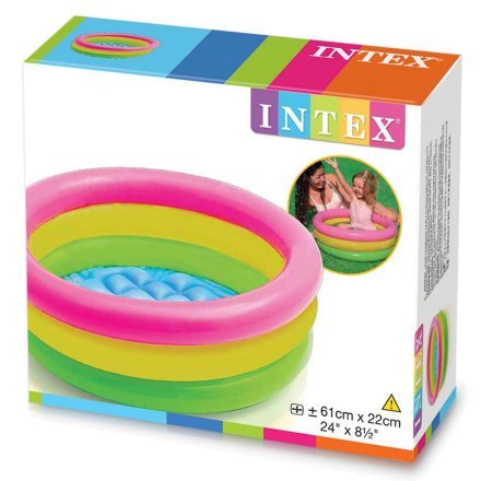 Дитячий надувний басейн Intex 57107-3 «Райдуга», 61 х 22 см, з кульками 10 шт, тентом, підстилкою, насосом - 4
