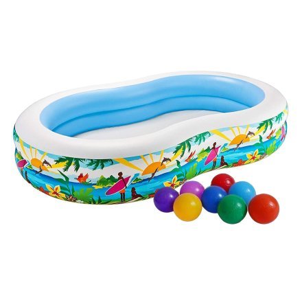 Дитячий надувний басейн Intex 56490-1 «Райська Лагуна», 262 х 160 х 46 см, з кульками 10 шт - 1