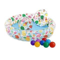 Детский надувной бассейн Intex 59460-1 «Фрукты», 122 х 25 см, с мячиком и кругом, с шариками 10 шт