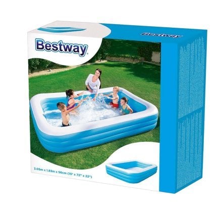 Детский надувной бассейн Bestway 54009-3 «Семейный», 305 х 183 х 56 см, с шариками 10 шт, тентом, подстилкой, насосом - 3