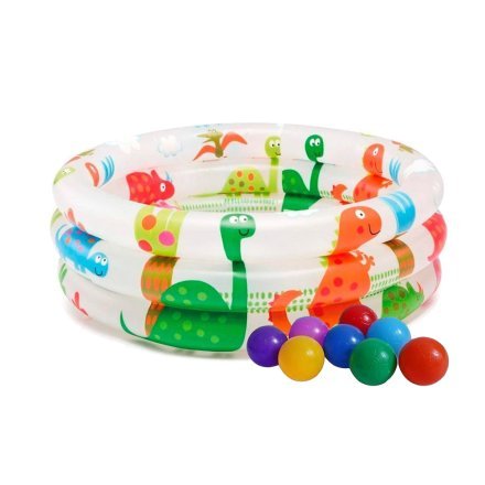 Дитячий надувний басейн Intex 57106-1, «Динозавр» 61 х 22 см, з кульками 10 шт