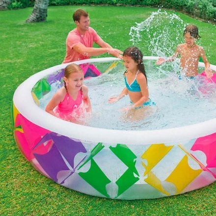 Дитячий надувний басейн Intex 56494-3 «Колесо», 229 х 56 см з кульками 10 шт, тентом, підстилкою, насосом - 3