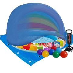 Детский надувной бассейн Intex 57424-3  «Винни Пух»,  102 х 69 см, c навесом, с шариками 10 шт, тентом, подстилкой, насосом