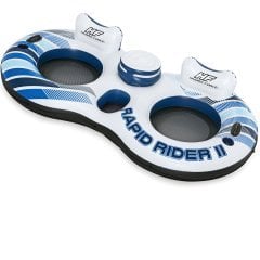 Двухместный надувной круг «Rapid Rider», серия «Sports» с терморезервуаром, Bestway 43113, 240 х 122 х 50 см, бело-синий
