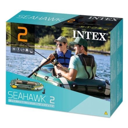 Двухместная надувная лодка Intex 68347 Seahawk 2 Set, 236 х 114 см,  (весла, ручной насос). 3-х камерная - 4