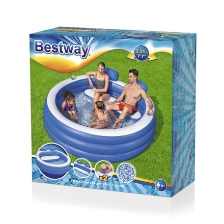 Дитячий надувний басейн Bestway 54422 «Сімейний», 231 х 219 х 79 см, зі спинкою, сидінням - 3