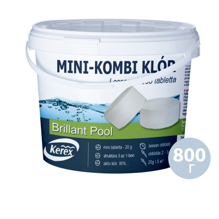 Таблетки для басейну MINI "Комбі хлор 3 в 1" Kerex 80009, 800 г (Угорщина) - 1