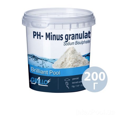 pH-мінус для басейну Grillo 80203. Засіб для зниження рівня pH (Німеччина) 200 г - 1