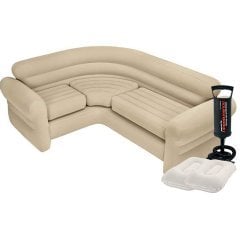 Надувний диван Intex 68575-2, 257 х 203 х 76 см, з подушками та ручним насосом. Кутовий диван