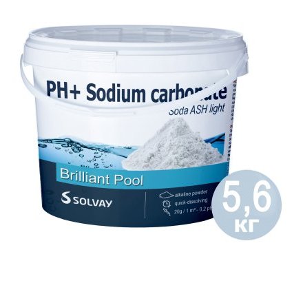 pH+ плюс для басейну Solvay 80028. Засіб для підвищення рівня pH (Німеччина) 5,6 кг - 1