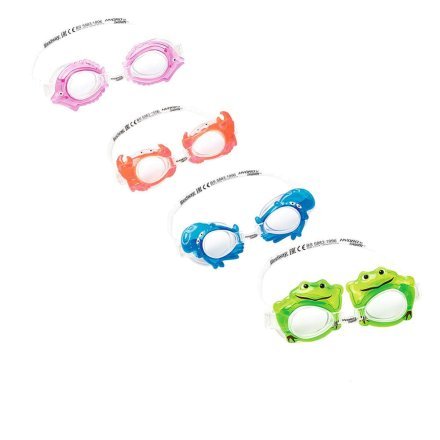 Дитячі окуляри для плавання "Бегемот" Bestway 21047, розмір S (3+), обхват голови ≈ 48-52 см, блакитні - 1