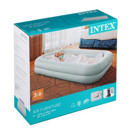 Дитяче надувне ліжко Intex 66810-2, 107 х 168 х 25 см, (71 х 132 х 10 см) з ручним насосом та подушкою. Односпальне - 4