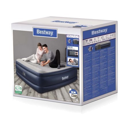 Надувная кровать Bestway 67692, 193 x 203 x 51 см (193 х 203 х 56 см), встроенный электронасос. Двухместная, синяя - 7
