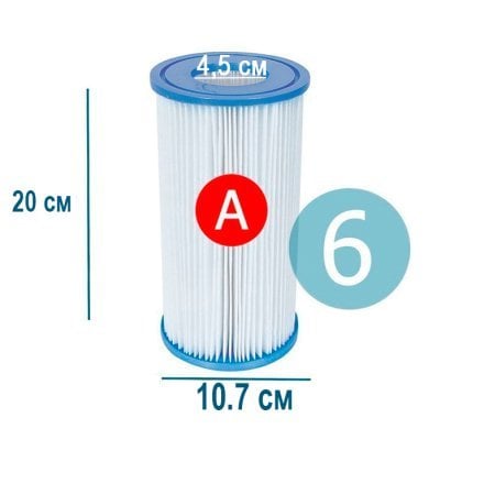 Змінний картридж для фільтру насоса Intex 29000-6 тип «А» 6 шт, 20 х 10.7 см - 1