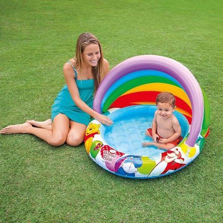 Дитячий надувний басейн Intex 57424 «Вінні Пух» з навісом, 102 х 69 см - 2