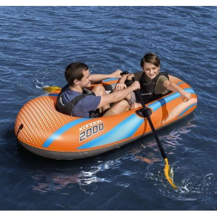 Полутораместная надувная лодка Bestway 61142 NE, Kondor 2000 Raft set (Hydro Force), 185 х 97 см,  (весла, ручной насос). 2-х камерная - 2