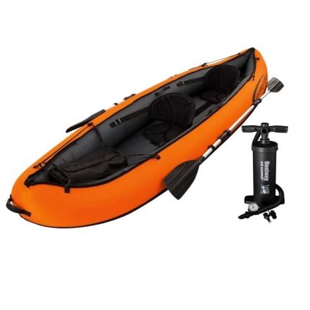 Двомісна надувна байдарка (каяк) Bestway 65052 Ventura Kayak, 330 х 86 см, (весла, ручний насос) - 1