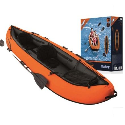 Двомісна надувна байдарка (каяк) Bestway 65052 Ventura Kayak, 330 х 86 см, (весла, ручний насос) - 3