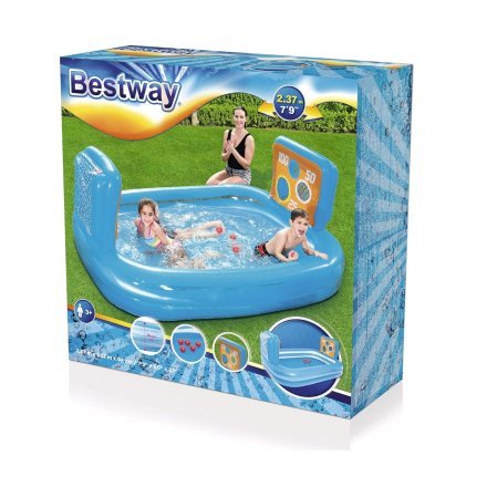 Детский надувной бассейн Bestway 54170 «Тир», 237 х 152 х 94 см, с мячом и шариками - 3