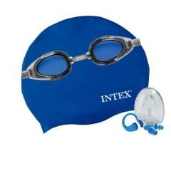 Набір 3 в 1 для плавання Intex 55661 (окуляри: універсальні 55685, обхват голови ≈ 52-65 см, шапочка 55991, беруші 55609)