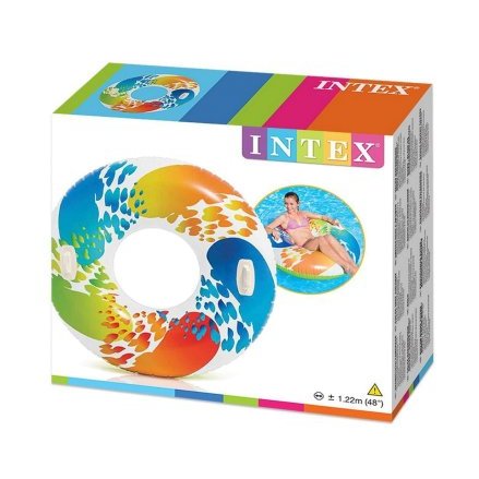 Надувной круг Intex 58202 «Цветная капля», с ручками, 122 см - 5