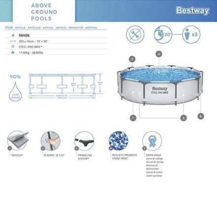 Каркасний басейн Bestway 56406, 305 х 76 см - 11