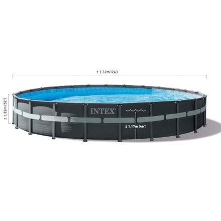 Каркасний басейн Intex 26340, 732 x 132 см (10 500 л/год, драбина, тент, підстилка) - 10