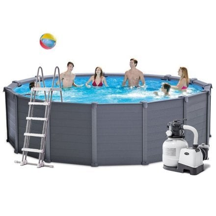 Каркасний збірний басейн Intex 26384, 457 х 122 см (478 х 124 см) (5 700 л/год, драбина, тент, підстилка) - 1