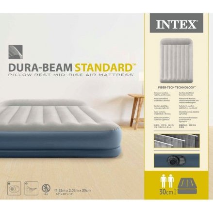 Надувная кровать Intex 64118-3, 152 х 203 х 30 см, наматрасник, подушки. Двухспальная - 1