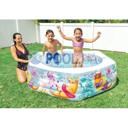 Дитячий надувний басейн Intex 58480-2 «Акваріум», 152 х 56 см, з кульками 10 шт, підстилкою, насосом - 6