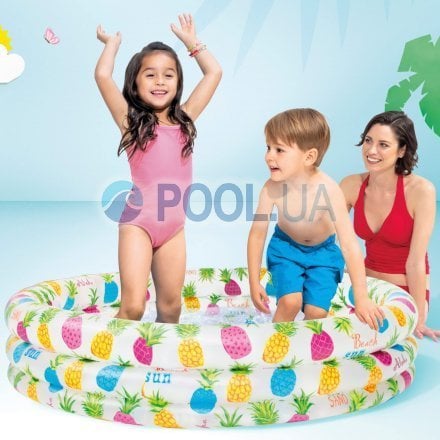 Дитячий надувний басейн Intex 59469-1 «Ананас», 132 х 28 см, з м\'ячем та колом, з кульками 10 шт. - 3