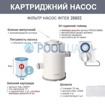 Каркасний басейн Intex 28202-3, 305 x 76 см (1 250 л/год, тент, підстилка) - 8