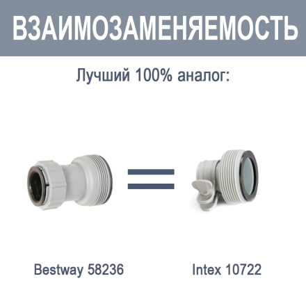 Адаптер для насосів Bestway 58236 (10722) (32 мм→38 мм), 2шт - 5