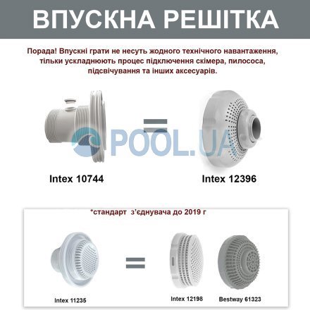 Выпускная решетка Intex 12369  New (новый стандарт) для бассейна с отверстиями (38 мм)  (82 мм крупная) - 3