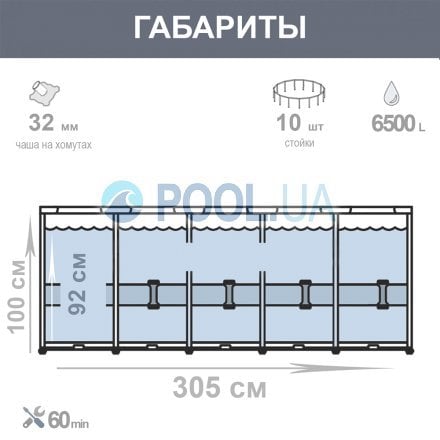 Каркасный бассейн Intex 26706, 305 x 99 см (2 006 л/ч, лестница) - 4